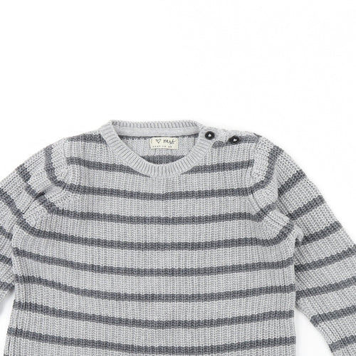NEXT Girls Grey Striped  Pullover Jumper Size 5 Years