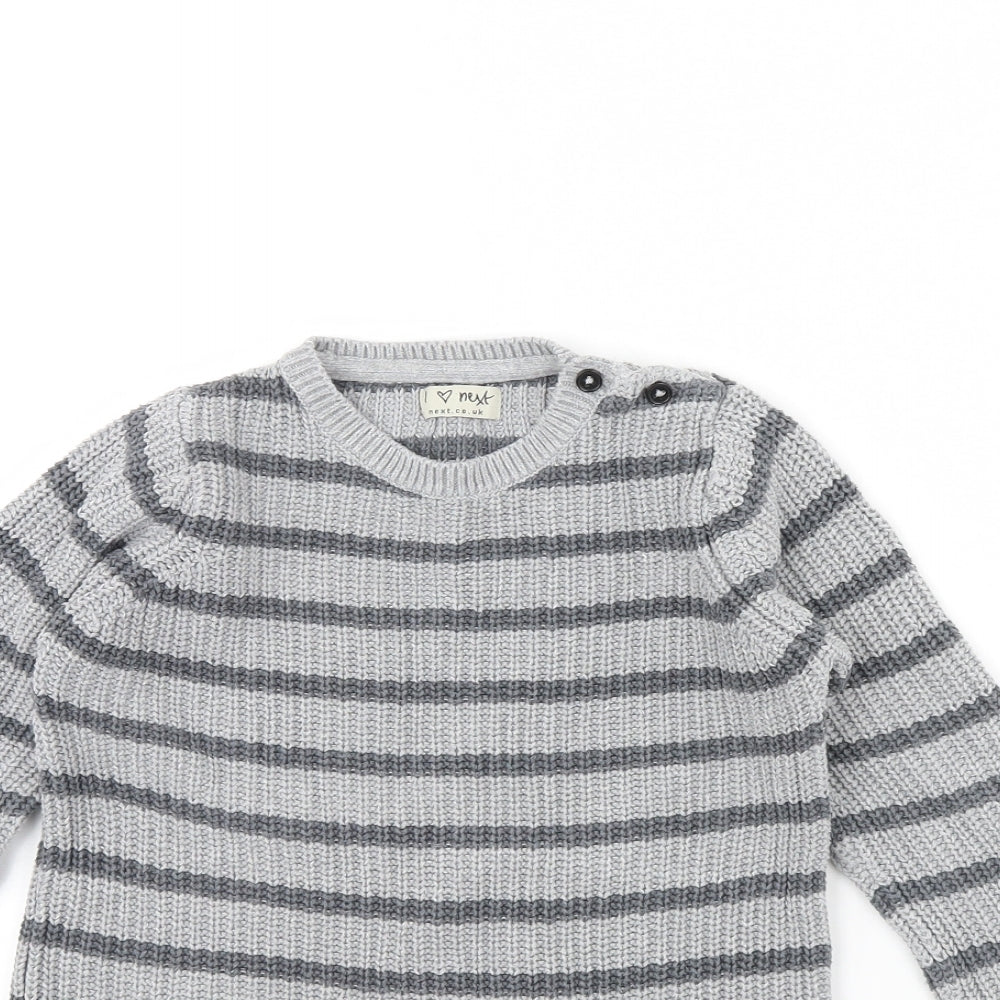 NEXT Girls Grey Striped  Pullover Jumper Size 5 Years