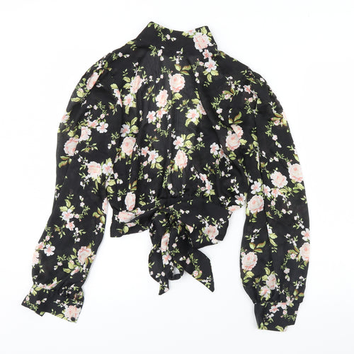 Topshop Womens Black Floral  Basic Blouse Size 6