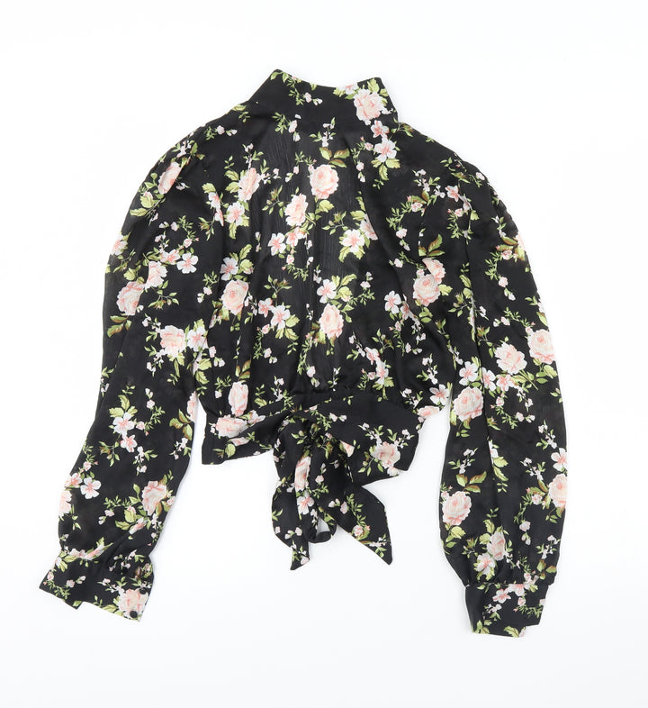 Topshop Womens Black Floral  Basic Blouse Size 6