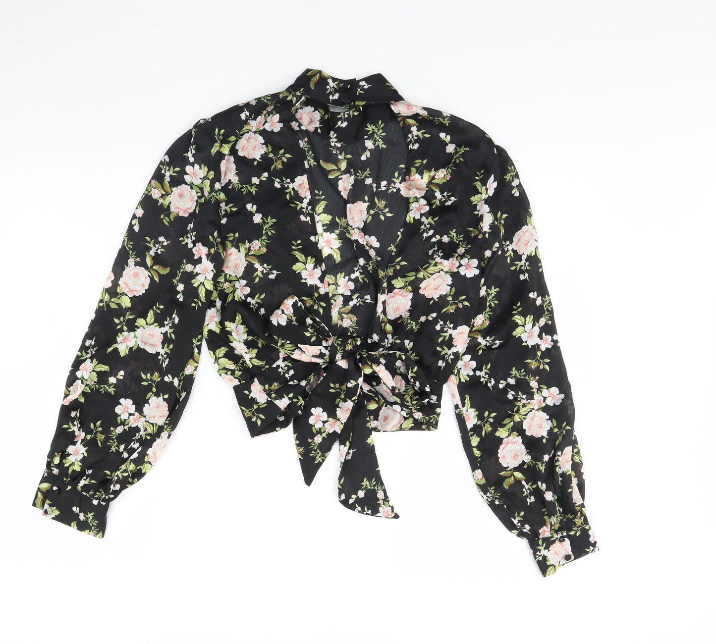 Topshop Womens Black Floral  Basic Blouse Size 6