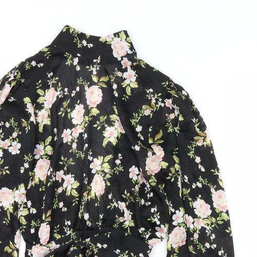 Topshop Womens Black Floral  Basic Blouse Size 6