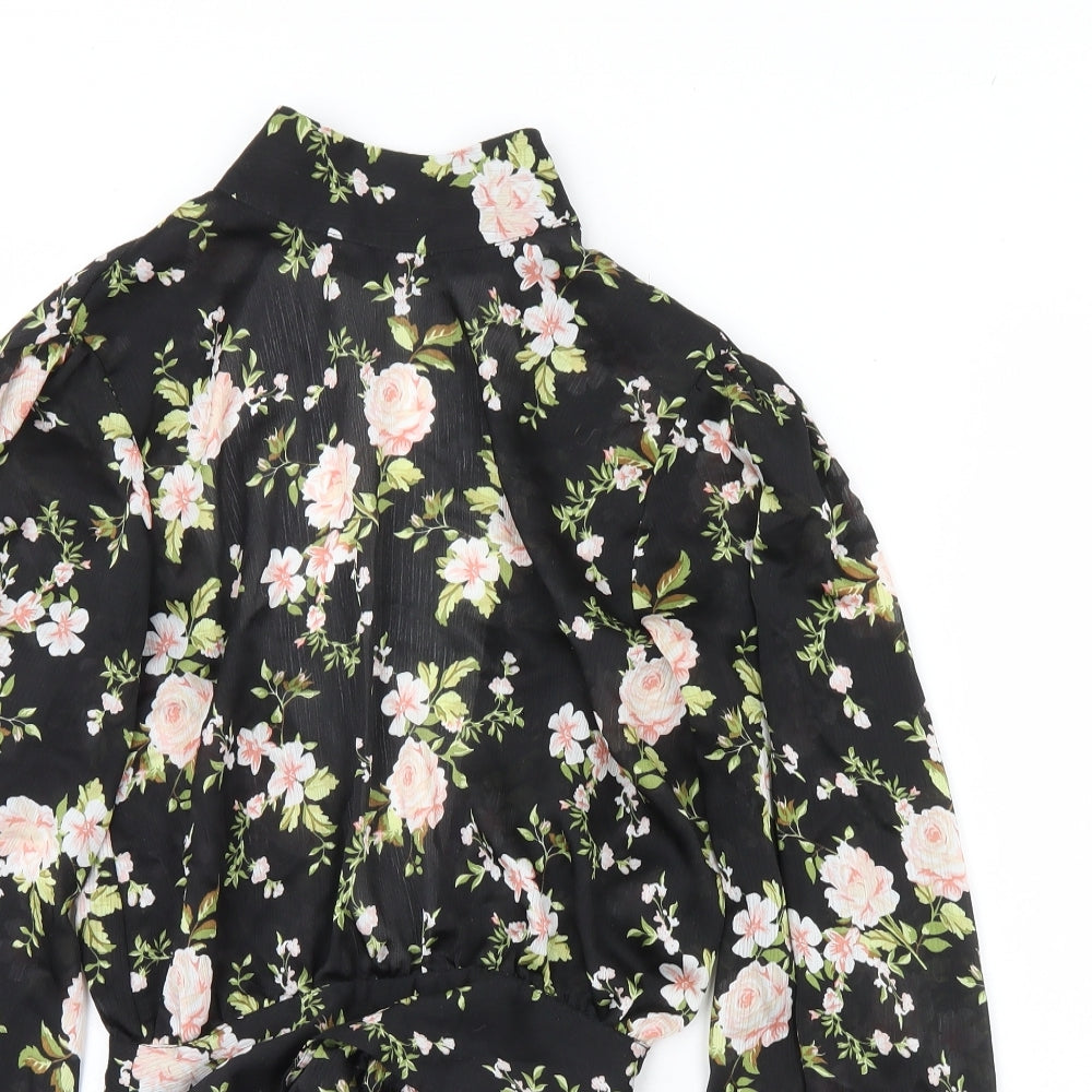 Topshop Womens Black Floral  Basic Blouse Size 6