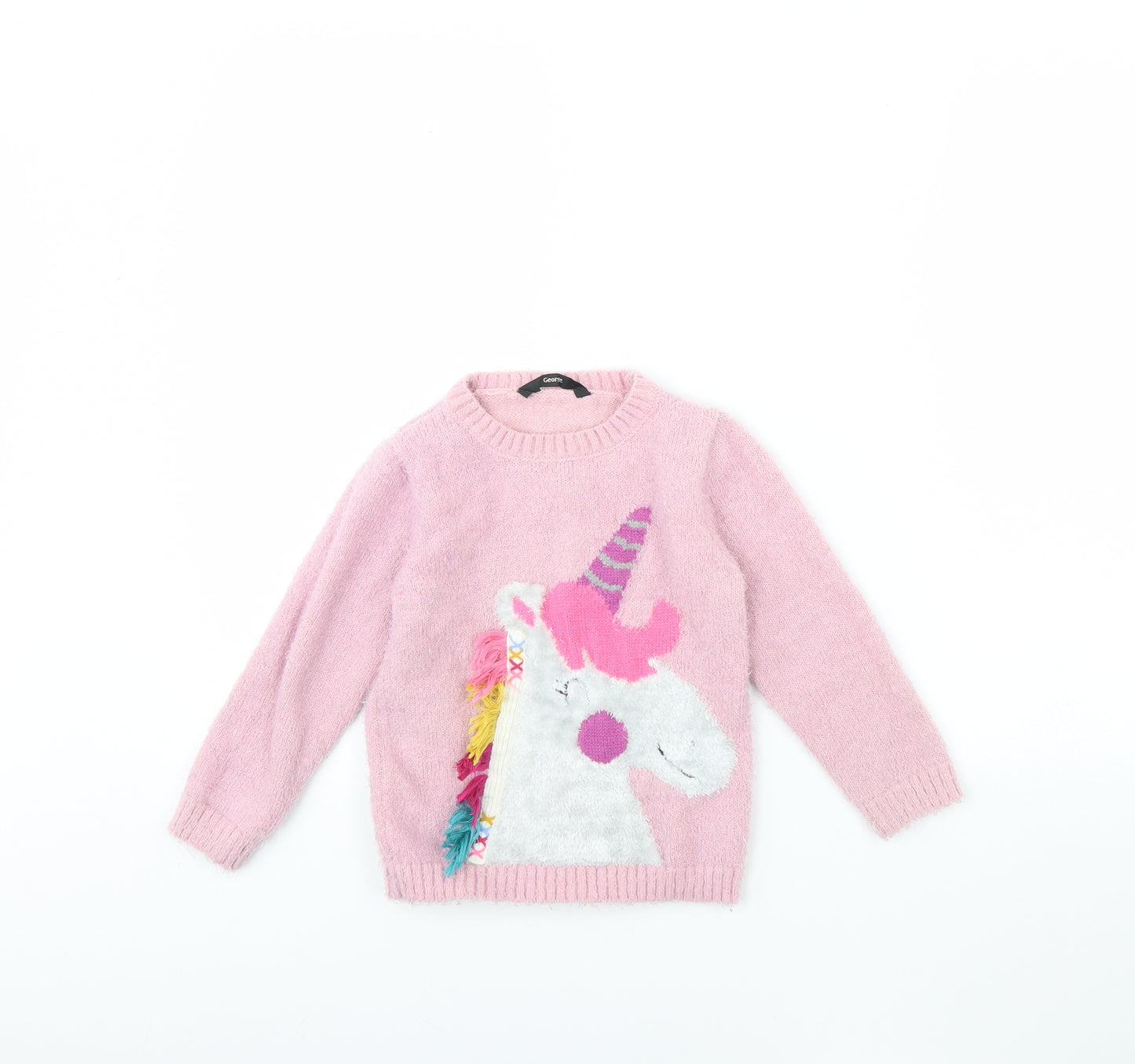 George Girls Pink   Pullover Jumper Size 4 Years  - Unicorn