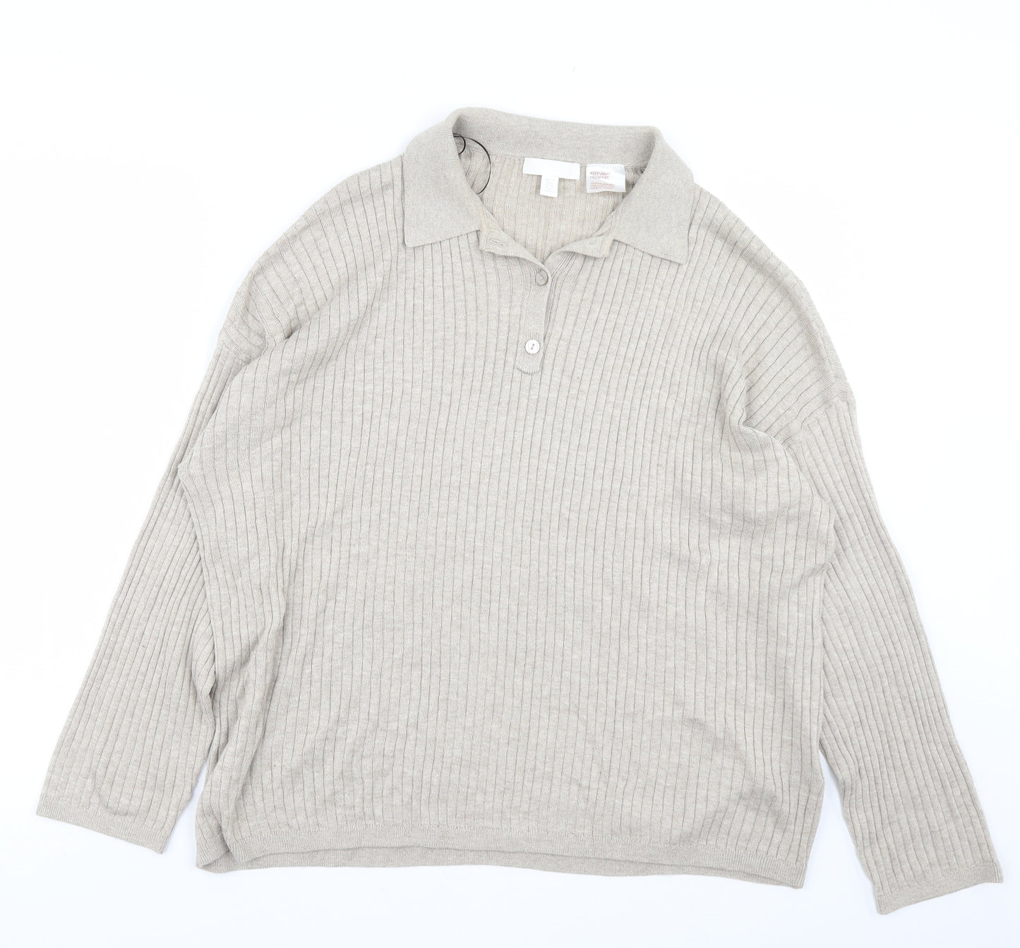 H&M Mens Beige   Henley Jumper Size M