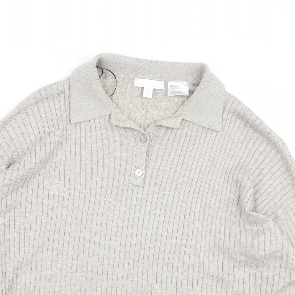 H&M Mens Beige   Henley Jumper Size M