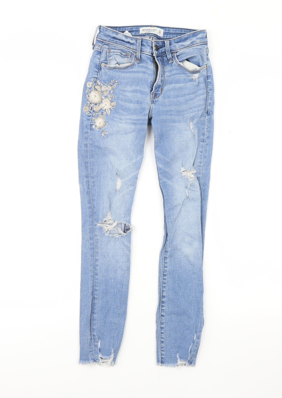 Abercrombie & Fitch Womens Blue  Denim Skinny Jeans Size 24 in L27 in