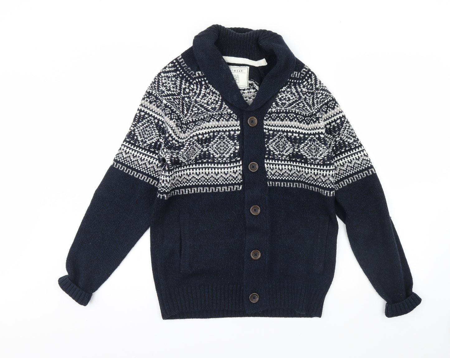 F&F Mens Blue   Cardigan Jumper Size S