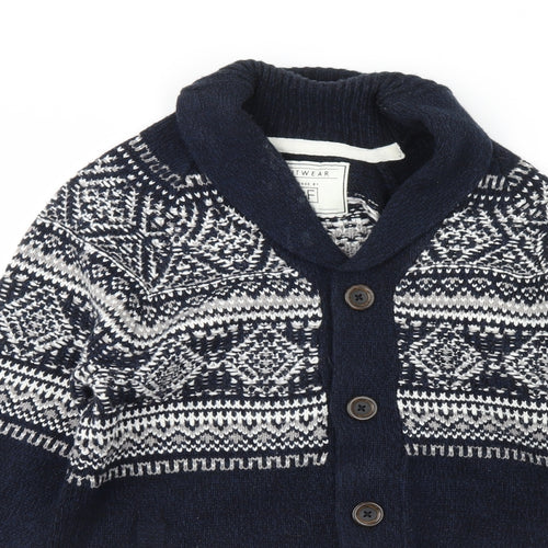 F&F Mens Blue   Cardigan Jumper Size S