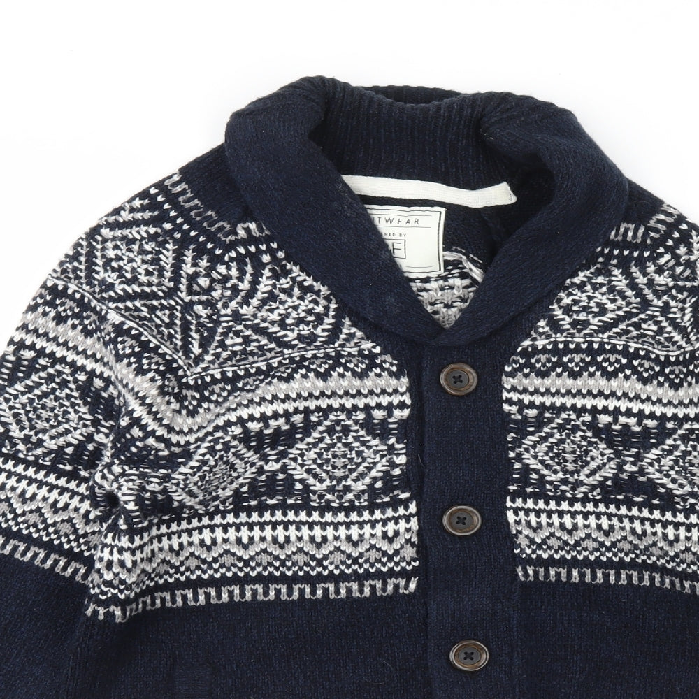 F&F Mens Blue   Cardigan Jumper Size S