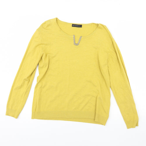 Just elegance Womens Yellow   Pullover Jumper Size L
