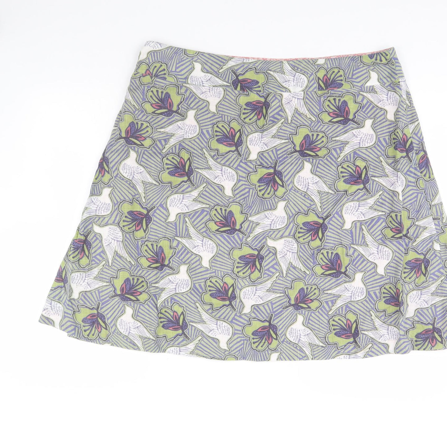 White Stuff Womens Green Floral  Flare Skirt Size 18