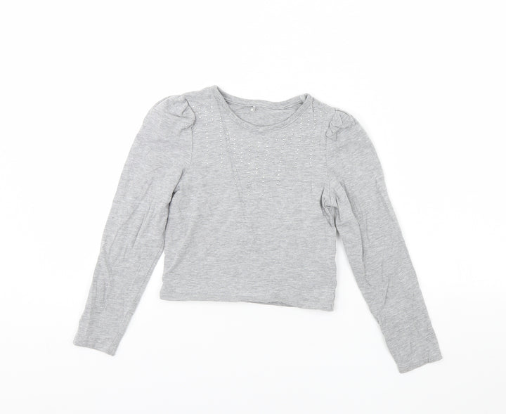 George Girls Grey   Basic T-Shirt Size 8 Years