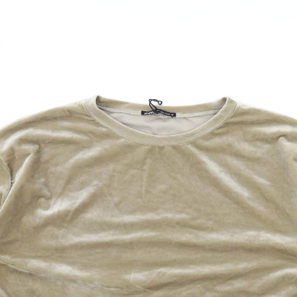 Zara Womens Gold   Pullover Jumper Size L