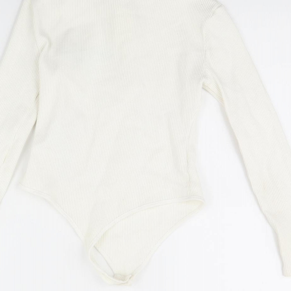 Boohoo Womens White   Bodysuit One-Piece Size 6