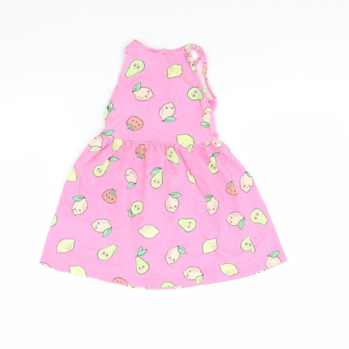 H&M Girls Pink Spotted  Fit & Flare  Size 2 Years