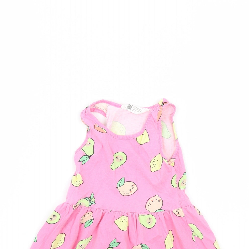 H&M Girls Pink Spotted  Fit & Flare  Size 2 Years