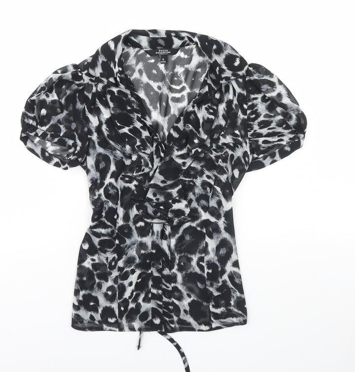 Debenhams Womens Blue Animal Print  Basic Button-Up Size 6