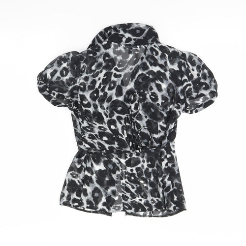 Debenhams Womens Blue Animal Print  Basic Button-Up Size 6