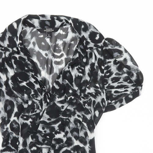 Debenhams Womens Blue Animal Print  Basic Button-Up Size 6
