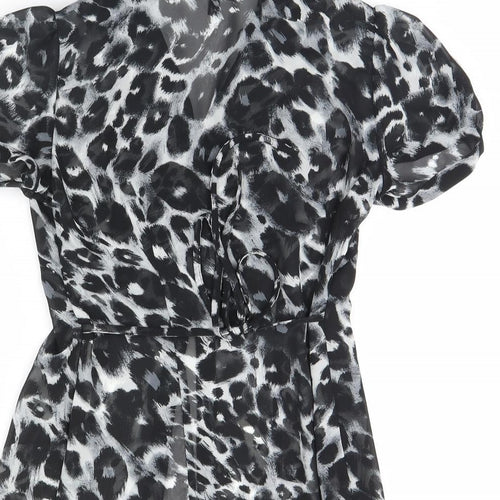 Debenhams Womens Blue Animal Print  Basic Button-Up Size 6
