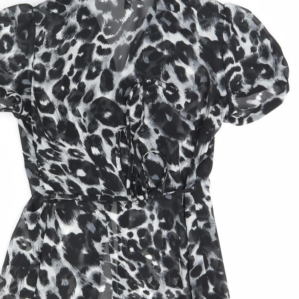 Debenhams Womens Blue Animal Print  Basic Button-Up Size 6