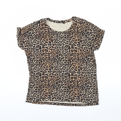 Only  Womens Brown Animal Print  Basic Blouse Size 10