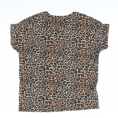 Only  Womens Brown Animal Print  Basic Blouse Size 10