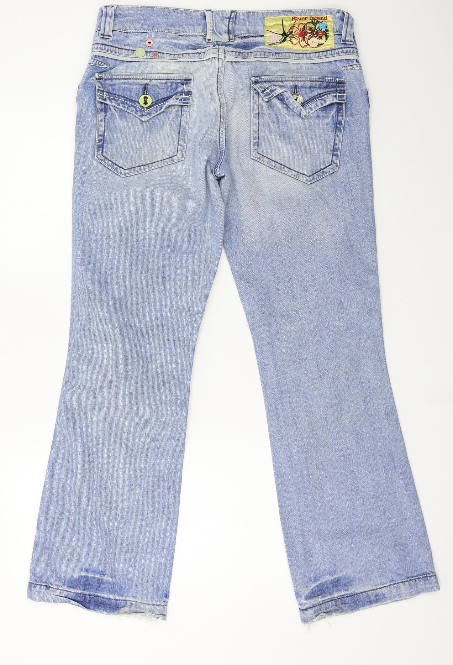 River Island Womens Blue  Denim Straight Jeans Size 14 L29 in