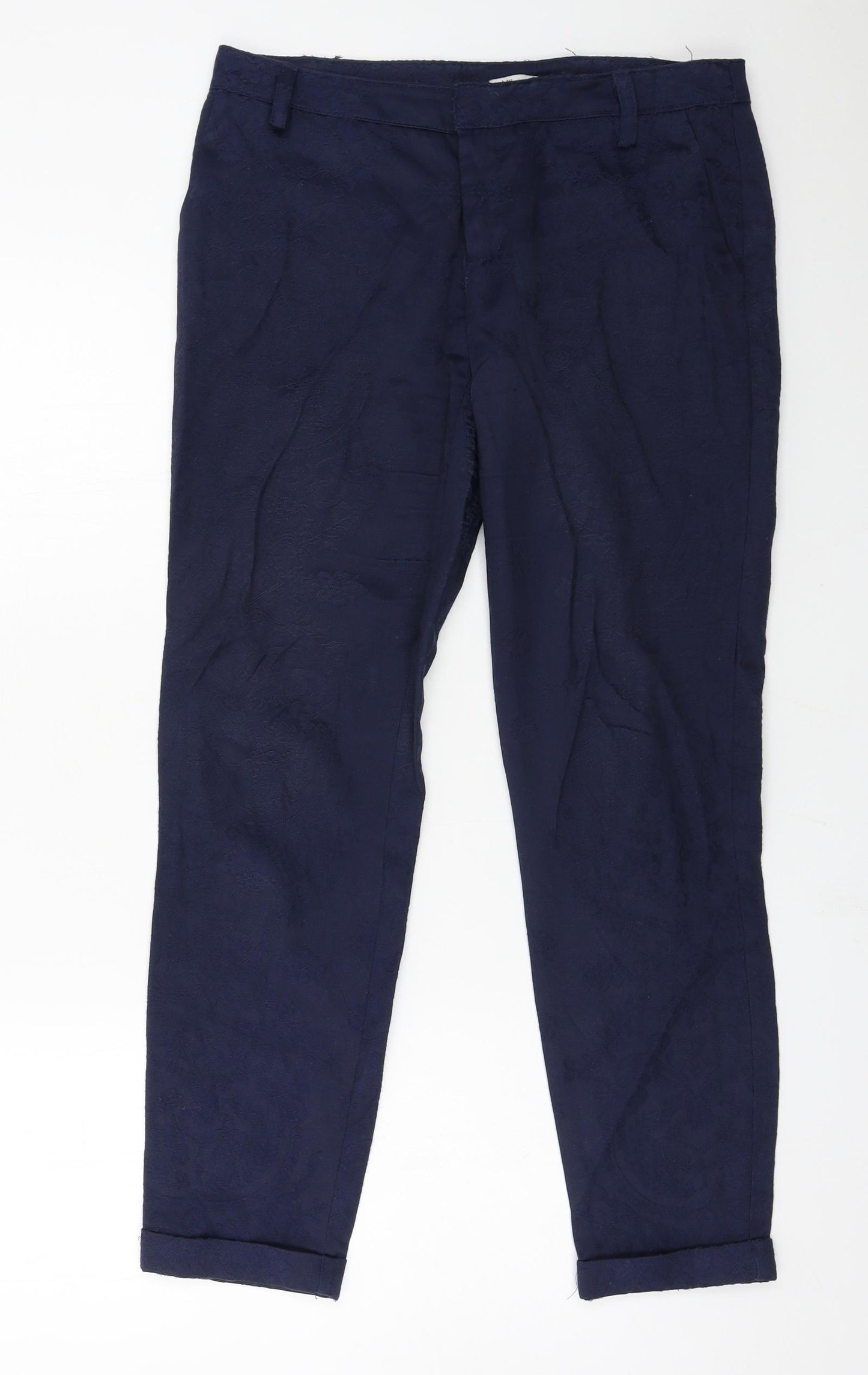 oodji Womens Blue Floral  Trousers  Size 12 L29 in