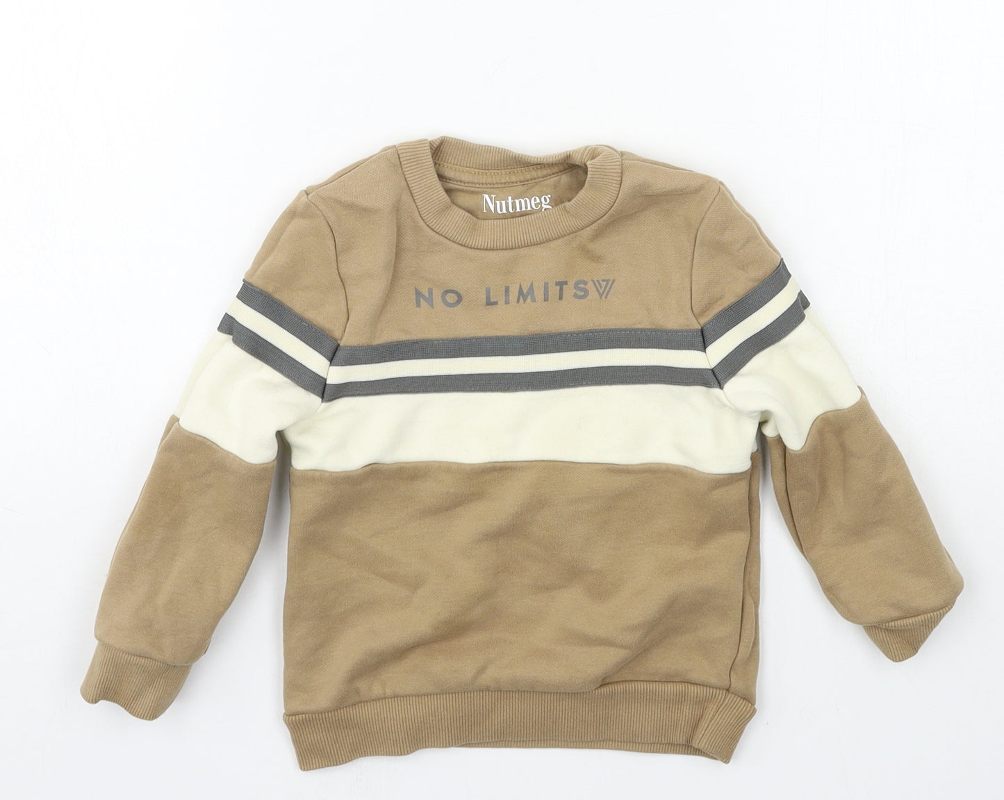 Nutmeg Boys Brown Striped Jersey Pullover Jumper Size 18-24 Months  - No Limits