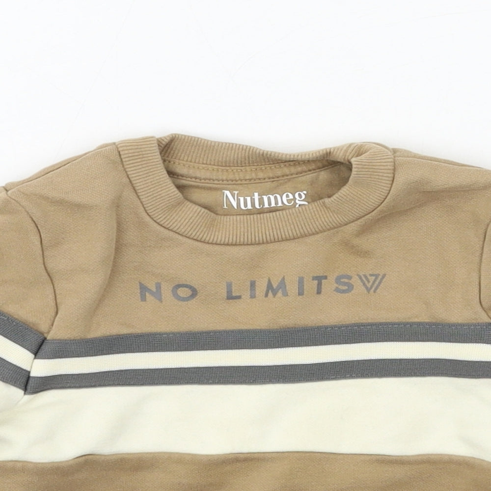 Nutmeg Boys Brown Striped Jersey Pullover Jumper Size 18-24 Months  - No Limits