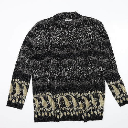 Berkertex Womens Black Geometric  Cardigan Jumper Size 14  - Pleated