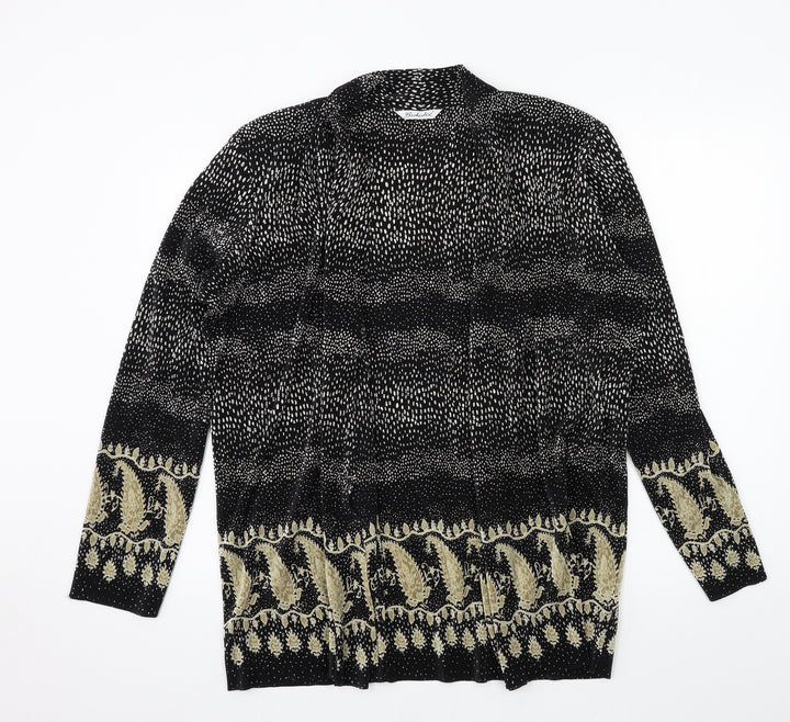 Berkertex Womens Black Geometric Cardigan Jumper Size 14 - Pleated