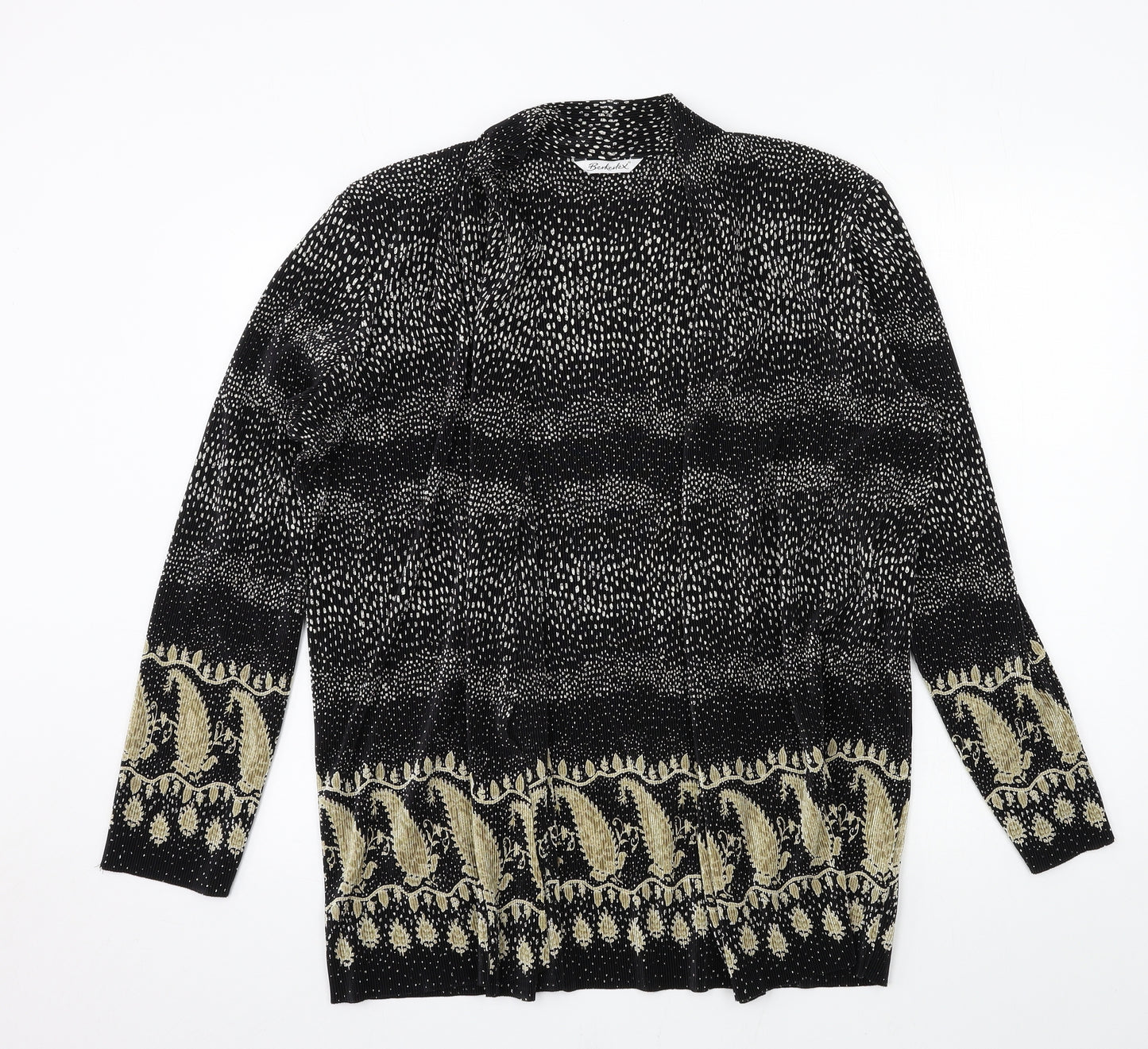 Berkertex Womens Black Geometric  Cardigan Jumper Size 14  - Pleated