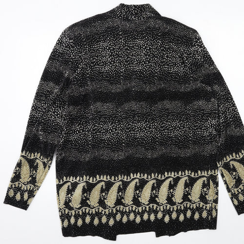 Berkertex Womens Black Geometric  Cardigan Jumper Size 14  - Pleated
