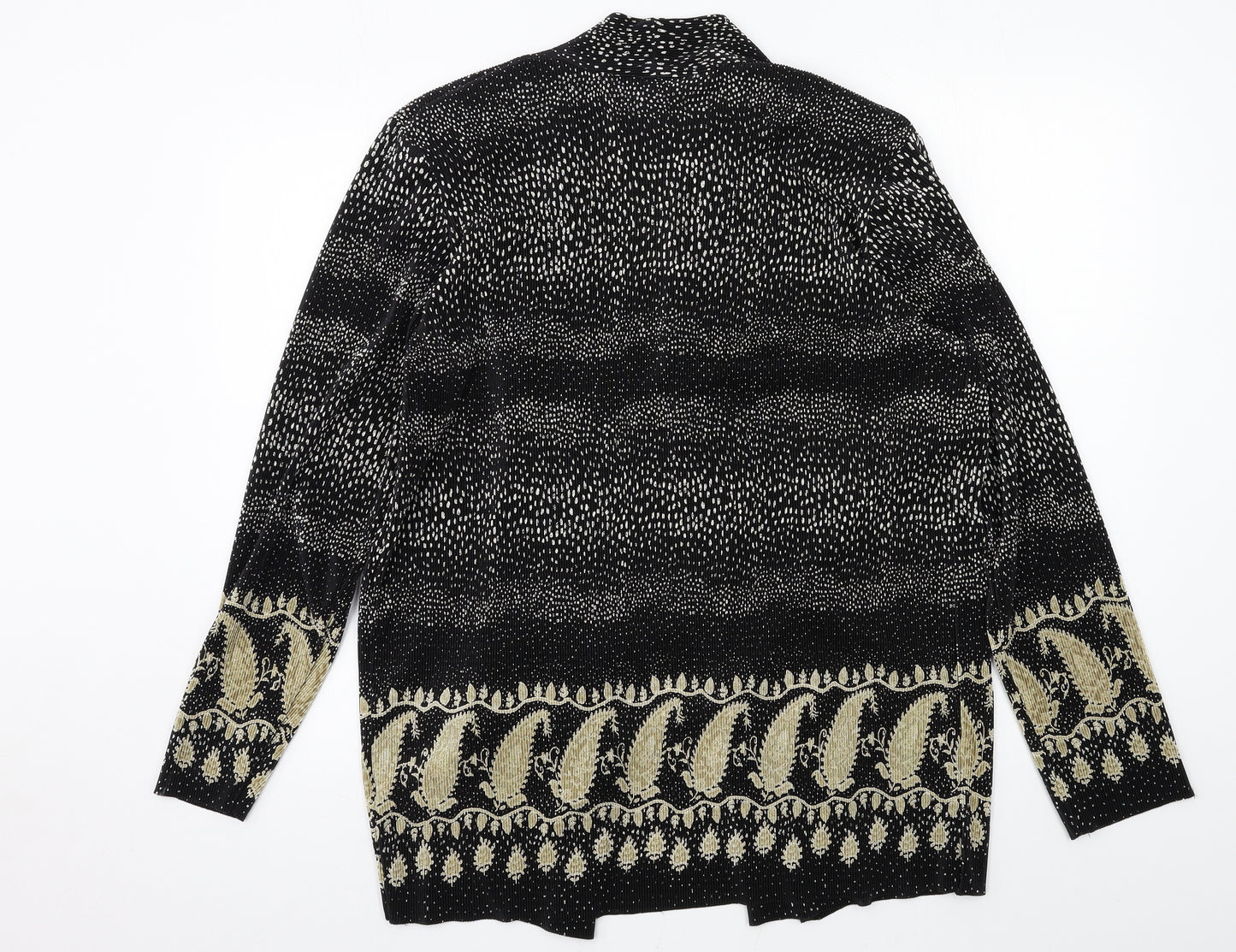 Berkertex Womens Black Geometric  Cardigan Jumper Size 14  - Pleated