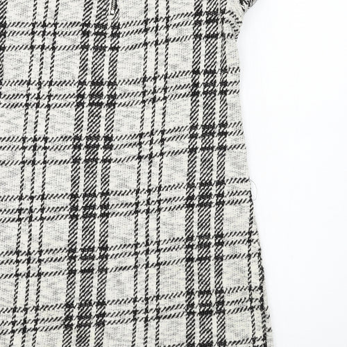 Select Womens White Plaid Jersey T-Shirt Dress  Size 10