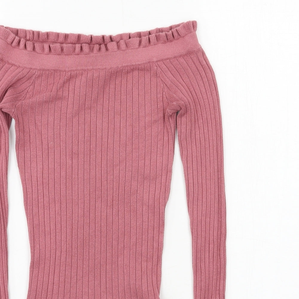 Miss Selfridge Womens Pink  Knit Basic T-Shirt Size 6