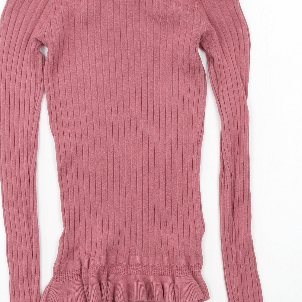 Miss Selfridge Womens Pink  Knit Basic T-Shirt Size 6