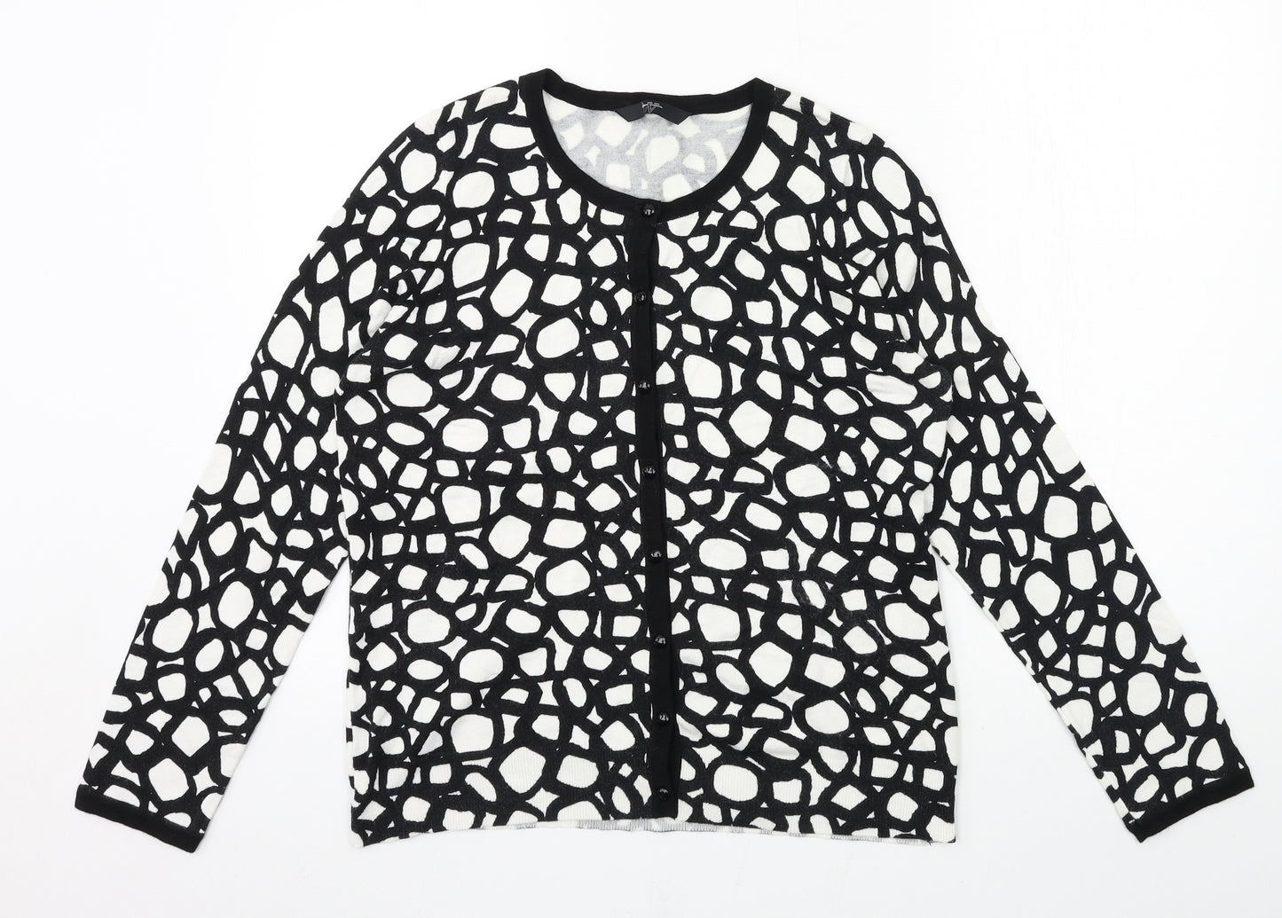 BHS Womens Black Geometric Knit Cape Jumper Size 14