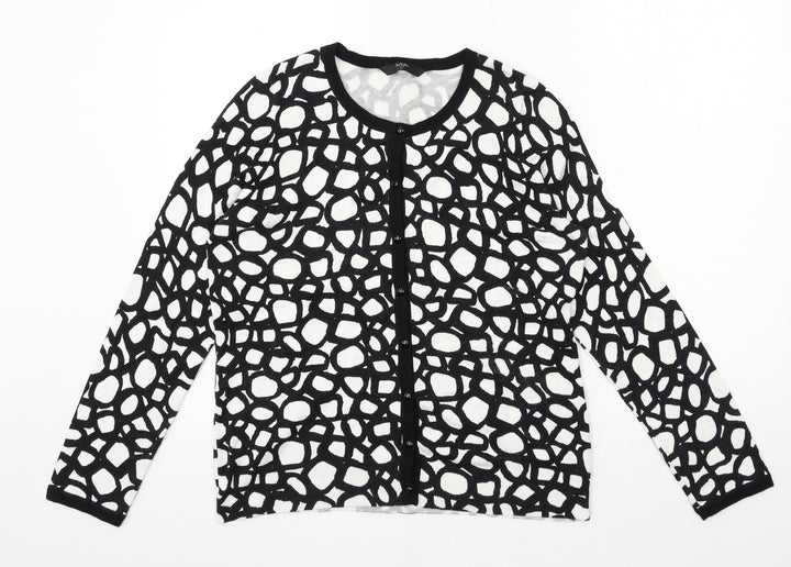 BHS Womens Black Geometric Knit Cape Jumper Size 14