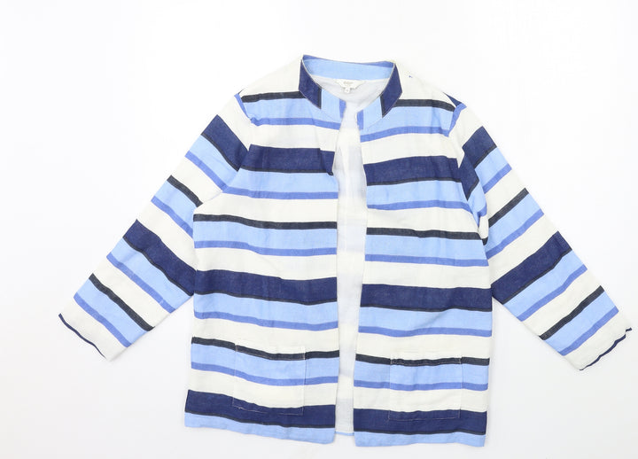 Cotton Traders Womens Blue Striped Jacket Size 10