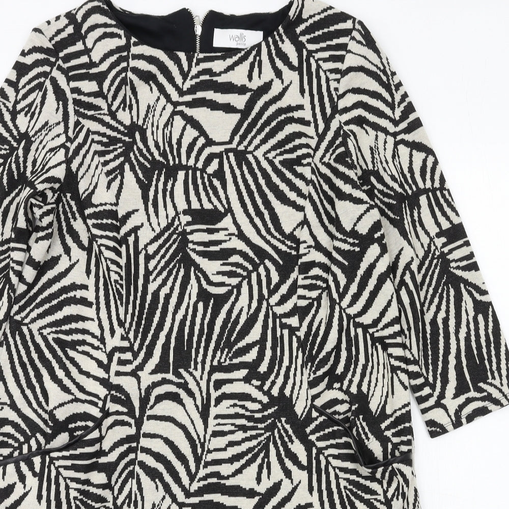 Wallis Womens Beige Geometric Rayon A-Line  Size 14