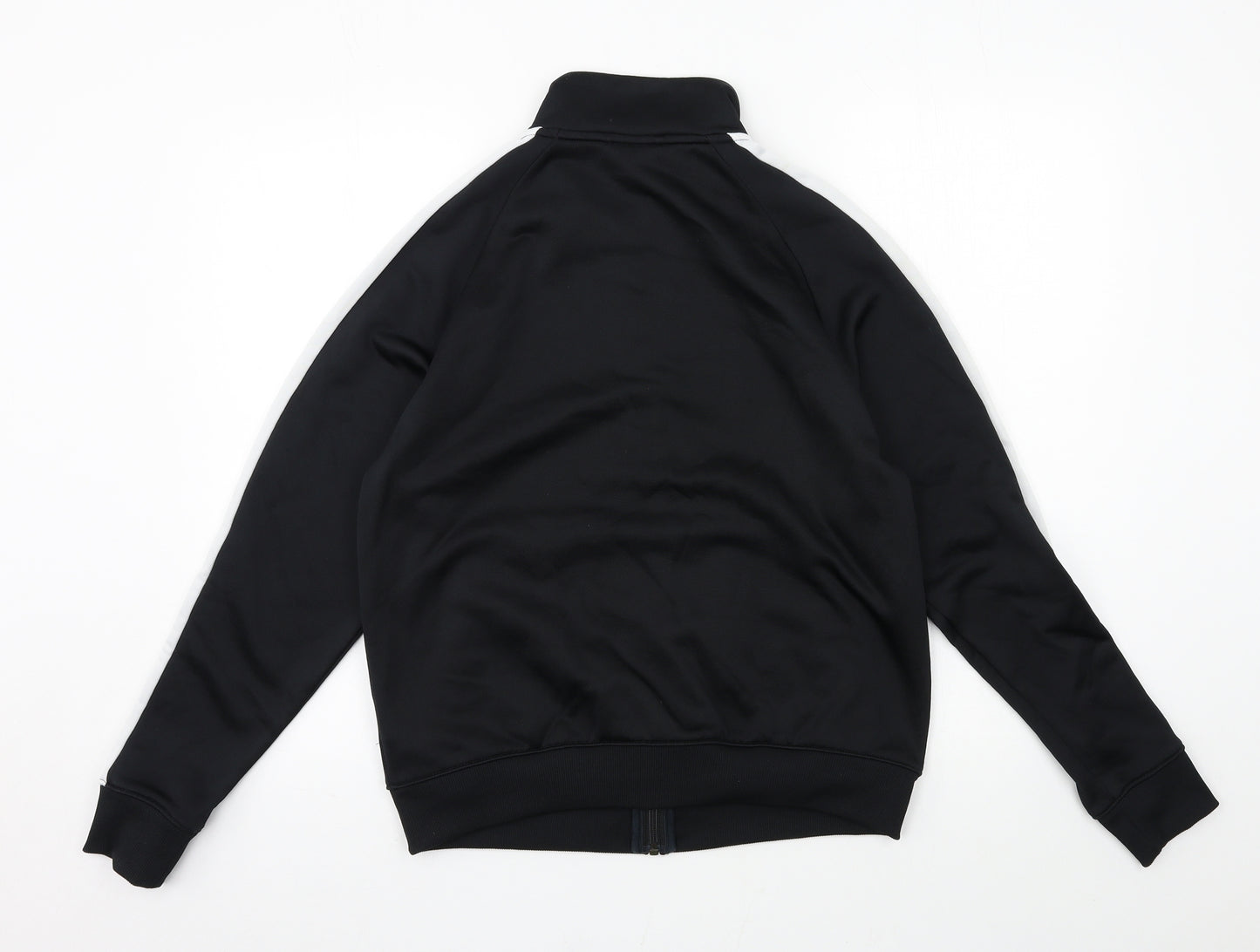 PUMA Womens Black Striped Jersey Full Zip Sweatshirt Size 12