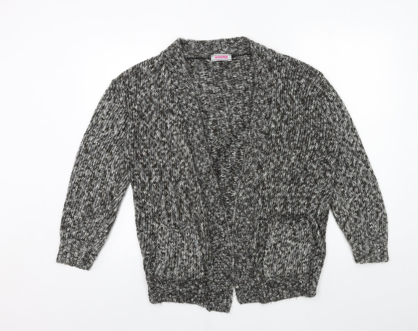 Whisper Womens Grey  Knit Cardigan Jumper Size 16