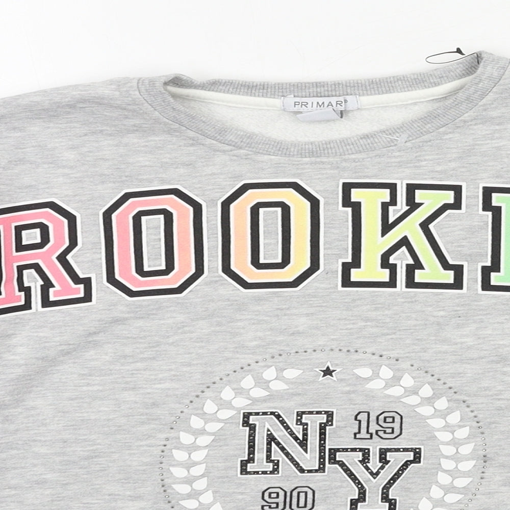 Primark Girls Grey  Jersey Pullover Sweatshirt Size 11-12 Years  - Brooklyn