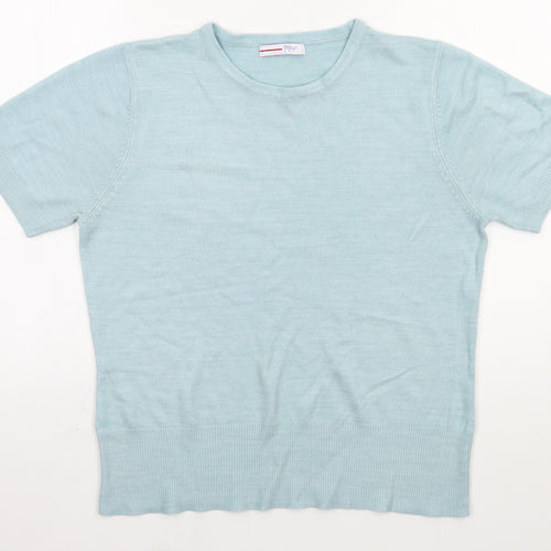 Papaya Womens Blue  Knit Basic T-Shirt Size 14