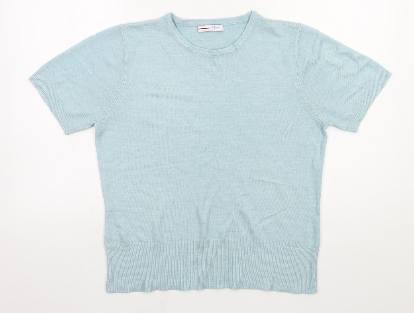 Papaya Womens Blue  Knit Basic T-Shirt Size 14