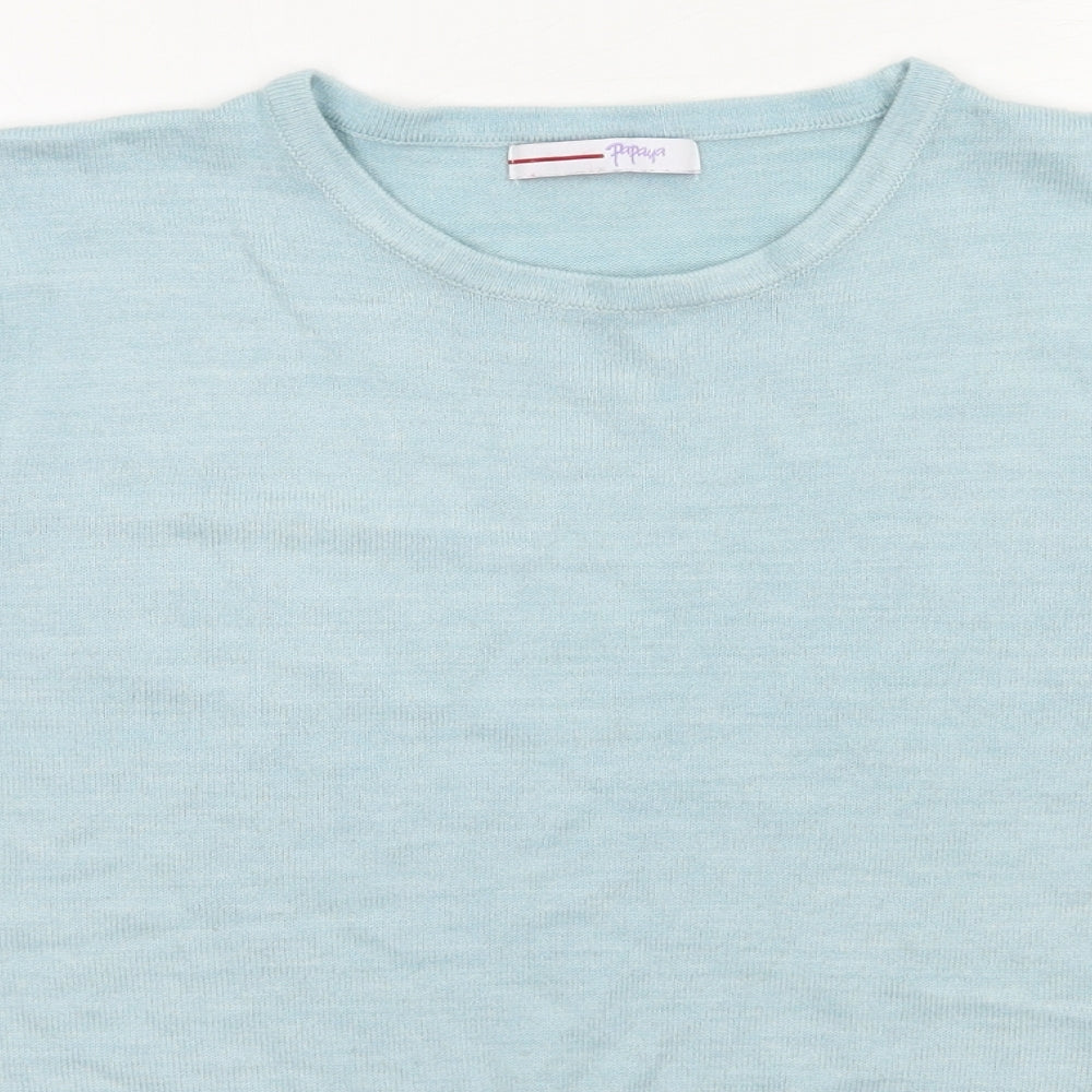 Papaya Womens Blue  Knit Basic T-Shirt Size 14